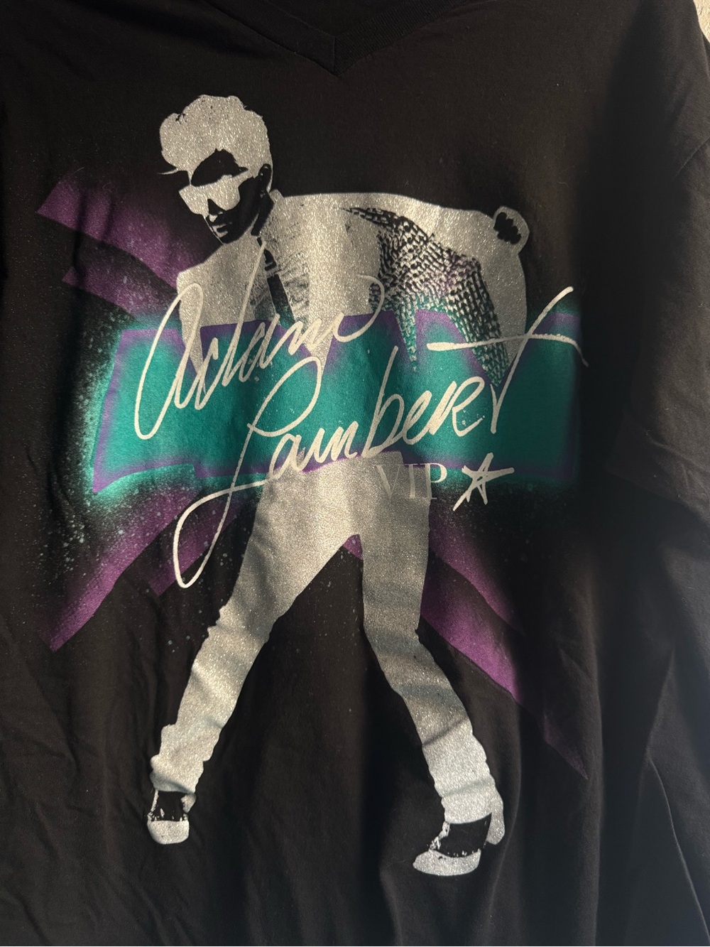 Adam Lambert VIP Fan Club Black Short Sleeve Graphic Tee Shirt